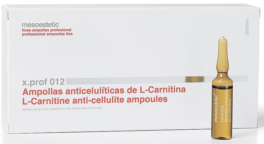 Preparat do mezoterapii z L-karnityną do leczenia cellulitu - Mesoestetic X.prof 012 L-Carnitina — Zdjęcie N2