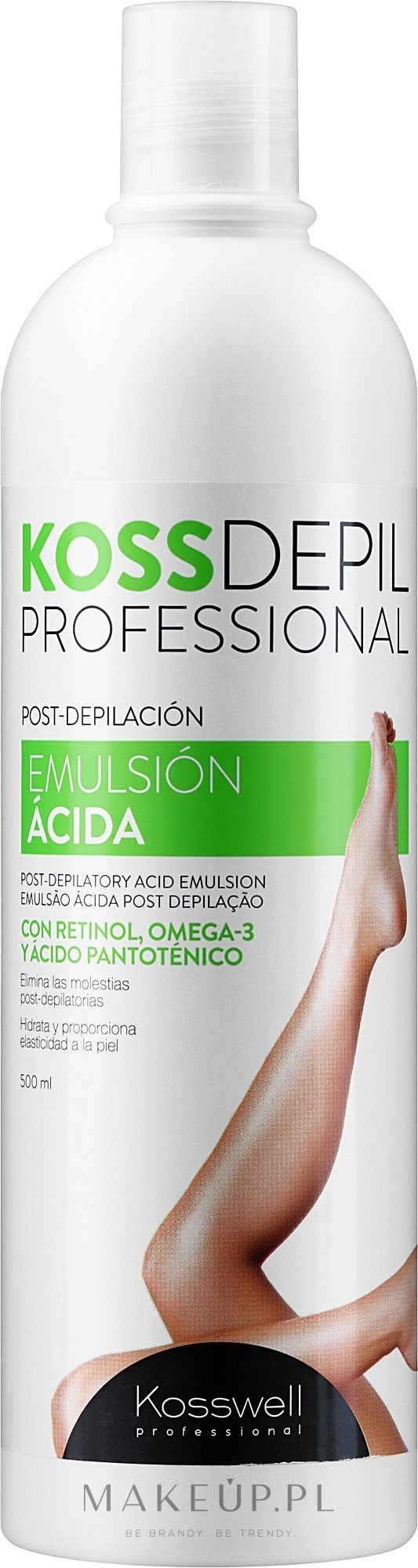Kojąca emulsja do ciała po depilacji - Kosswell Professional Kossdepil Emulsion Acida — Zdjęcie 500 ml