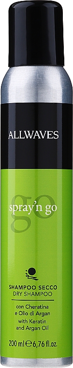 Suchy szampon do włosów z olejem arganowym i keratyną - Allwaves Spray'n Go Dry Shampoo — Zdjęcie N1