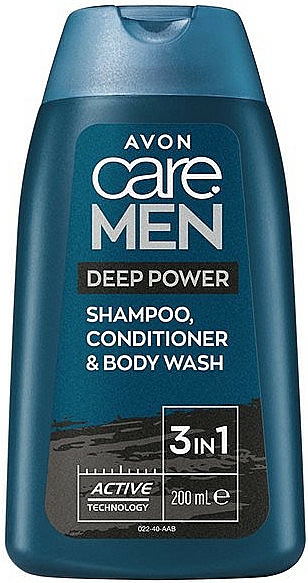 Szampon, odżywka i żel pod prysznic 3 w 1 dla mężczyzn - Avon Care Men Deep Power Shampoo Conditioner & Body Wash