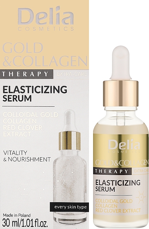 Serum do twarzy ze złotem i kolagenem - Delia Gold & Collagen Therapy Elasticizing Serum — Zdjęcie N2