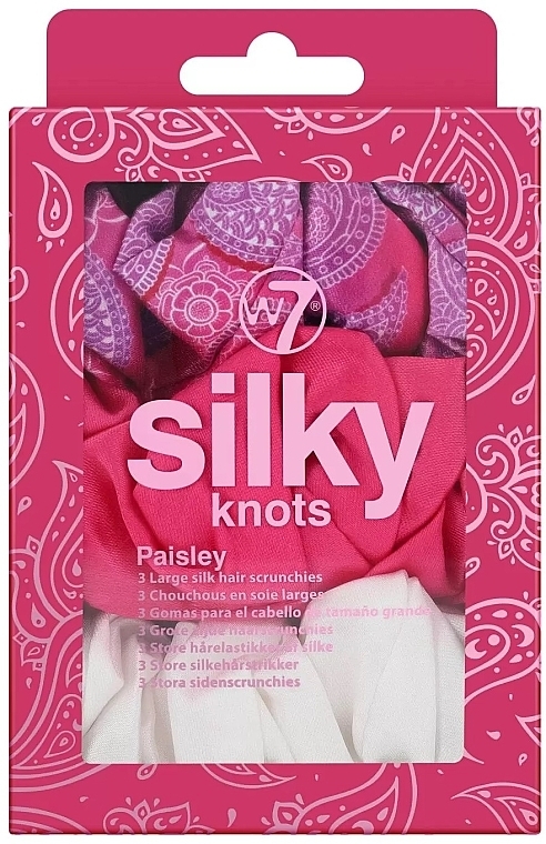 Zestaw gumek do włosów, 3 sztuki - W7 Cosmetics Silky Knots Paisley — Zdjęcie N1