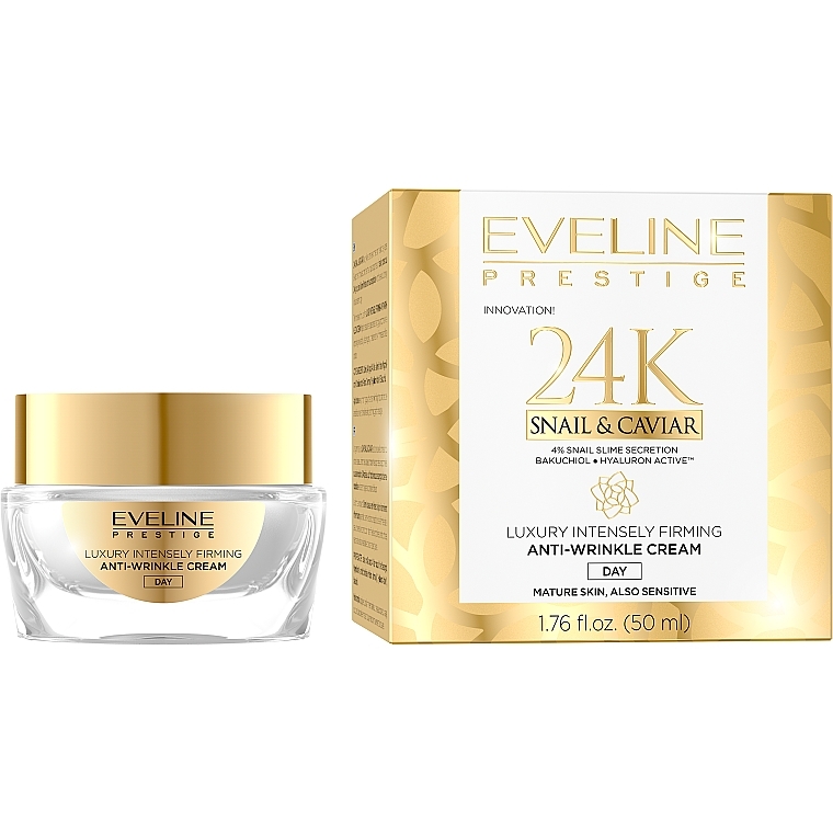 PRZECENA! Krem do twarzy na dzień - Eveline Prestige 24k Snail & Caviar Anti-Wrinkle Day Cream * — Zdjęcie N1