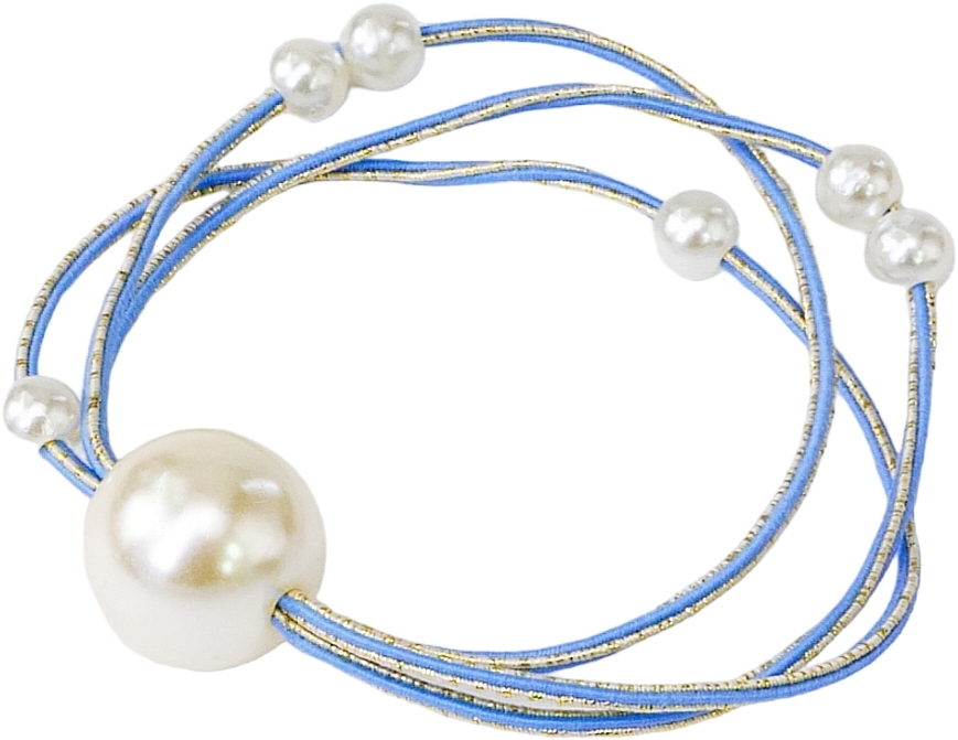Gumka do włosów z perełkami, niebieska - Lolita Accessories  — Zdjęcie N1