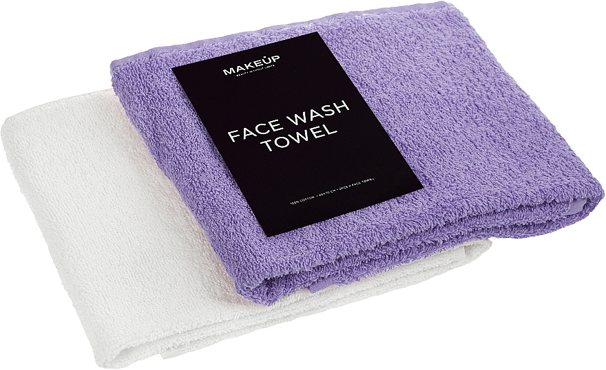 Zestaw ręczników do twarzy, biały i fioletowy Twins - MAKEUP Face Towel Set Purple + White — Zdjęcie N2