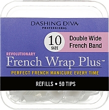 Kup Tipsy - Dashing Diva French Wrap Plus Double Wide White 50 Tips (Size 10)
