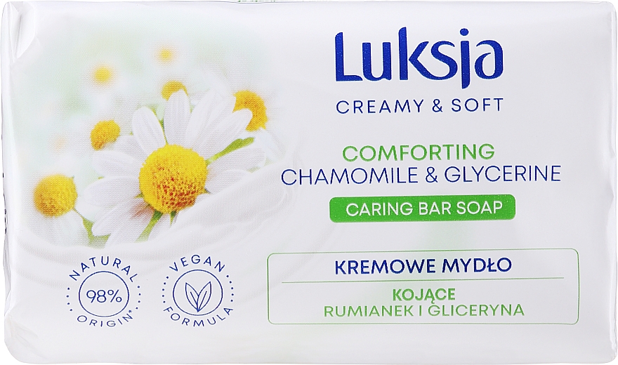 Kremowe mydło nawilżające w kostce Rumianek i gliceryna - Luksja