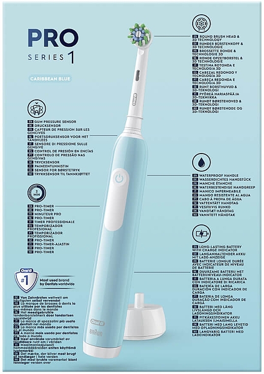 PRZECENA! Elektryczna szczoteczka do zębów, z etui, niebieska - Oral-B Pro Series 1 Carribean Blue + Case * — Zdjęcie N3