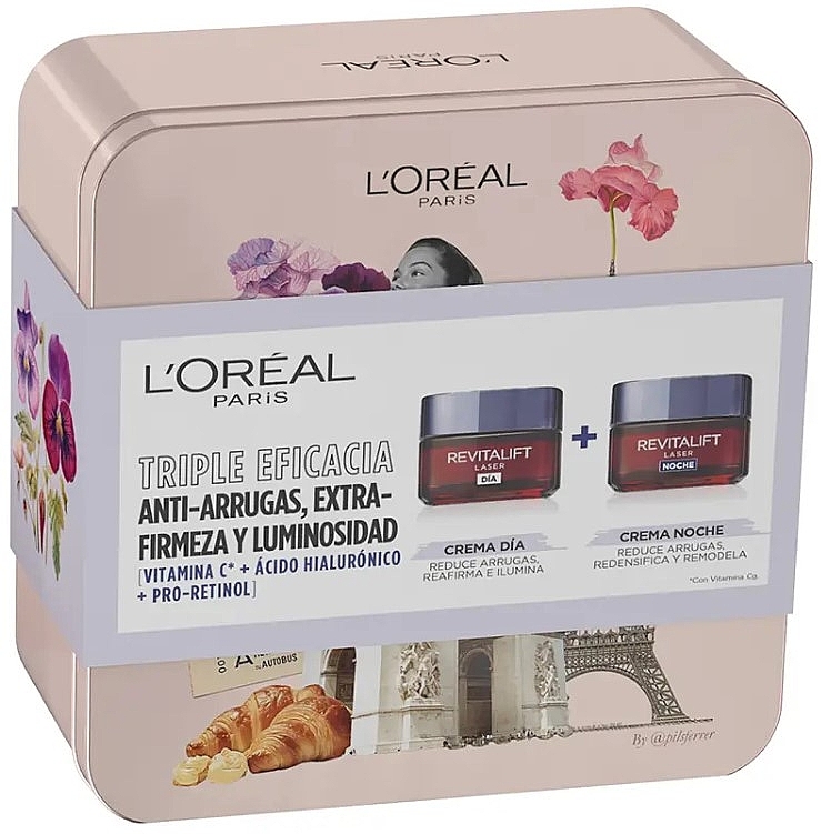 Zestaw - L'Oreal Paris Revitalift Laser Case (day/cr/50ml + night/cr/50ml) — Zdjęcie N1