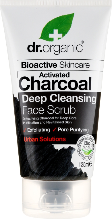 Peeling do twarzy z węglem aktywnym - Dr Organic Activated Charcoal Face Scrub — Zdjęcie N1