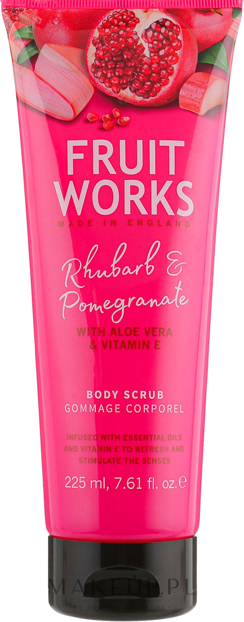 Oczyszczający peeling do ciała Rabarbar i granat - Grace Cole Fruit Works Rhubarb & Pomegranate Body Scrub — Zdjęcie 225 ml