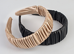 Opaska do włosów, czarna Fold Pattern - MAKEUP Hair Hoop Band Leather Black — Zdjęcie N5