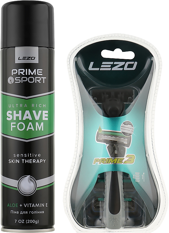 Zestaw - Lezo Box Prime Gentleman's Sensitive Skin (sh/foam/200ml + razor) — Zdjęcie N2