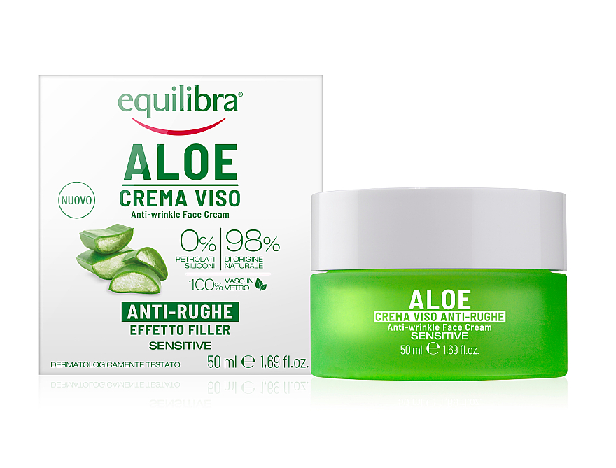 Aloesowy krem przeciwzmarszczkowy do twarzy - Equilibra Aloe Line Anti-Wrinkle Filling Cream