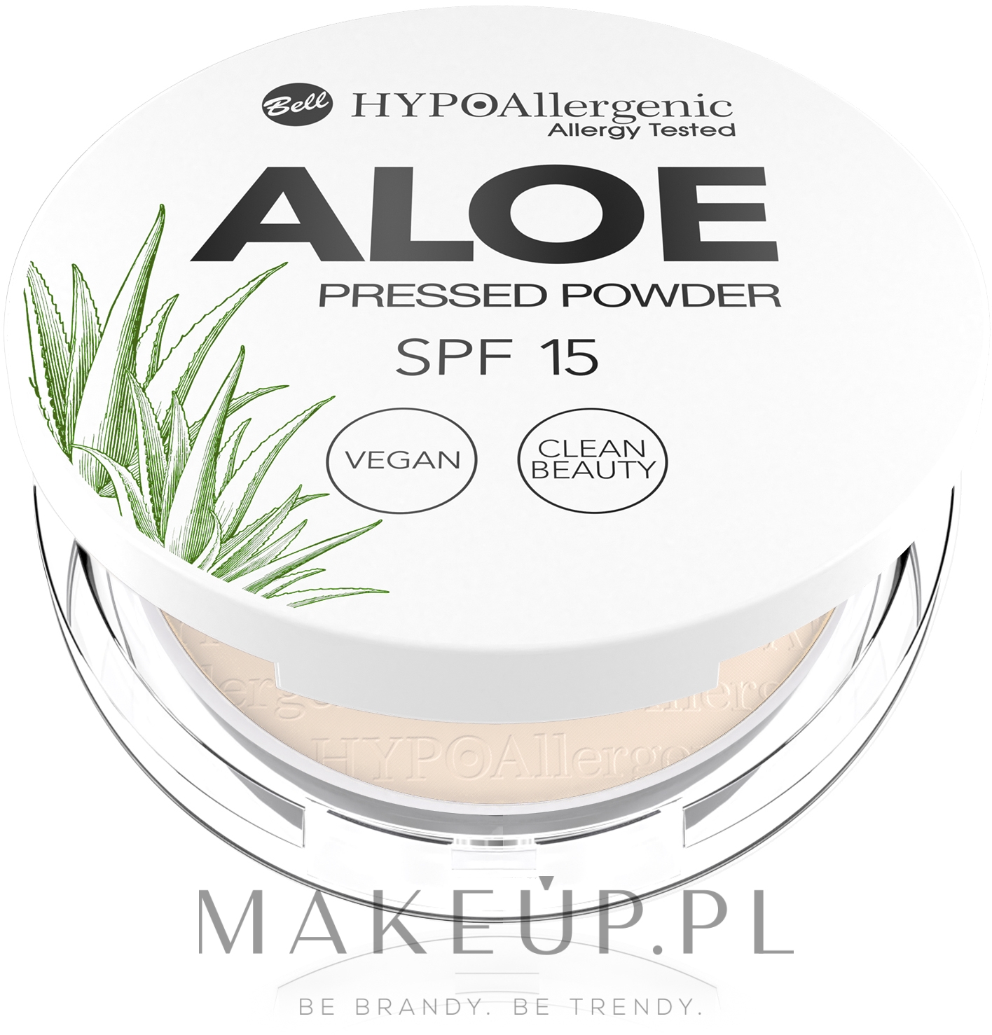 Puder prasowany SPF 15 - Bell Hypo Allergenic Aloe Pressed Powder SPF15 — Zdjęcie 01 Cream