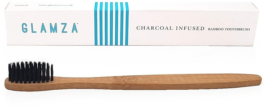 PRZECENA! Bambusowa szczoteczka do zębów z węglem drzewnym - Glamza Activated Charcoal Infused Bamboo Toothbrush * — Zdjęcie N1