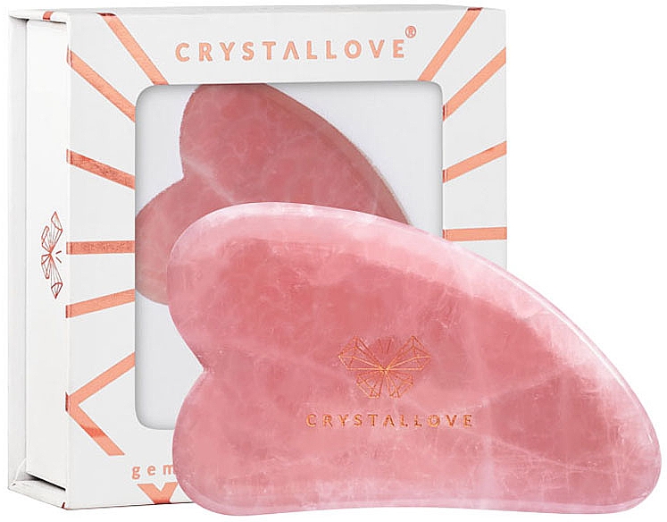 Płytka do masażu twarzy Gua Sha z kwarcu różowego - Crystallove Rose Quartz Guasha — Zdjęcie N1