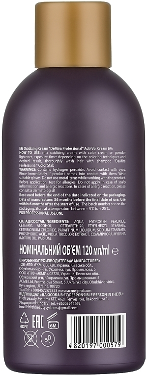 Emulsja utleniająca 6% - Demira Professional Acti-Vol Cream — Zdjęcie N2