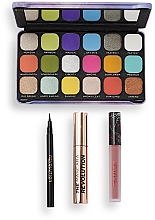 Zestaw - Makeup Revolution Death By Colour Set (mascara/12ml + eye/shadow/18x1.1g + lipstick/2.2g + eye/liner/1ml) — Zdjęcie N2