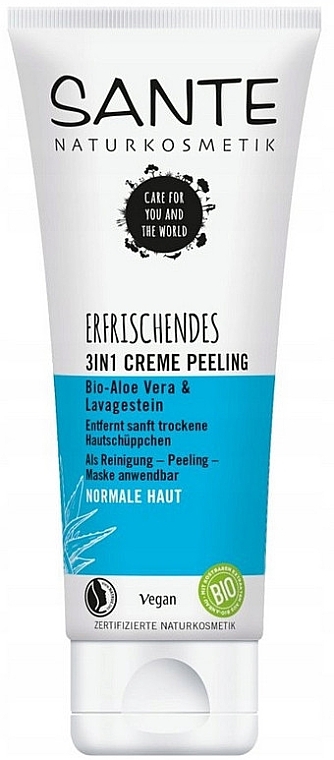 Odświeżający krem-peeling do twarzy - Sante Refreshing 3in1 Cream Peeling Aloe Vera & Lavagestein — Zdjęcie N1
