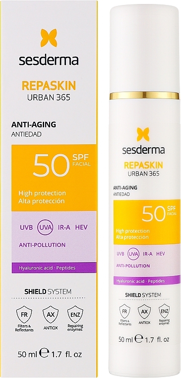 Przeciwstarzeniowy filtr przeciwsłoneczny do twarzy - Sesderma Repaskin Urban 365 Anti-aging Spf50 — Zdjęcie N2