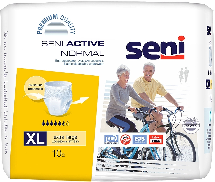Pieluchomajtki dla dorosłych XL, 120-160 cm, 10 sztuk - Seni Active Normal Extra Large — Zdjęcie N1