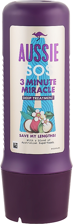 Odżywka do włosów z keratyną - Aussie SOS Save My Lengths! 3 Minute Miracle Deer Tratment — Zdjęcie N1