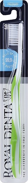 Szczoteczka do zębów, średnia miękkość, z nanocząsteczkami srebra, zielona - Royal Denta Silver Medium Toothbrush — Zdjęcie N1