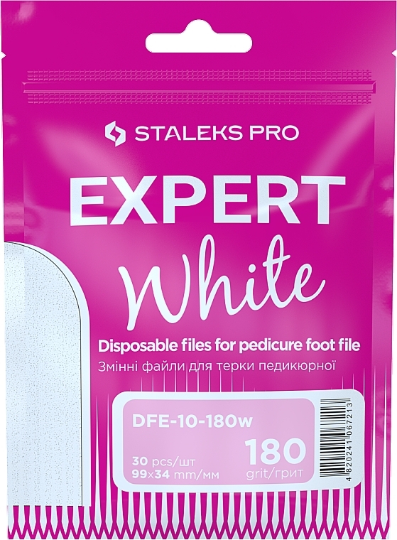 Pilniki wymienne do tarki do pedicure, ziarnistość 180 - Staleks Pro Expert White — Zdjęcie N1