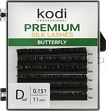 Sztuczne rzęsy Butterfly Green D 0.15 (6 rzędów: 11 mm) - Kodi Professional — Zdjęcie N1