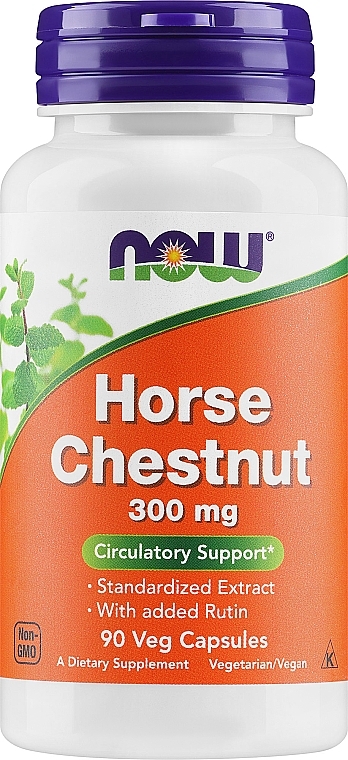 Ekstrakt z kasztanowca w kapsułkach, 300 mg - Now Foods Horse Chestnut Veg Capsules — Zdjęcie N1