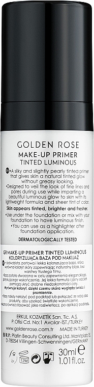 Koloryzująco-rozświetlająca baza pod makijaż - Golden Rose Makeup Primer Tinted Luminous Base — Zdjęcie N2