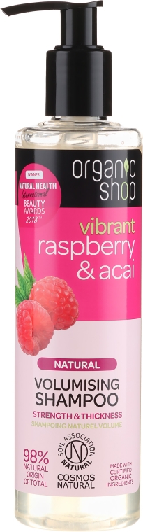 Naturalny szampon do włosów Siła i objętość Malina i acai - Organic Shop Raspberry & Acai Volumising Shampoo — Zdjęcie N1