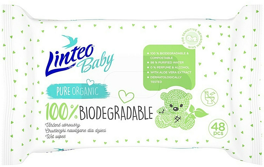 Chusteczki nawilżane dla niemowląt - Linteo Baby Biodegradable  — Zdjęcie N1