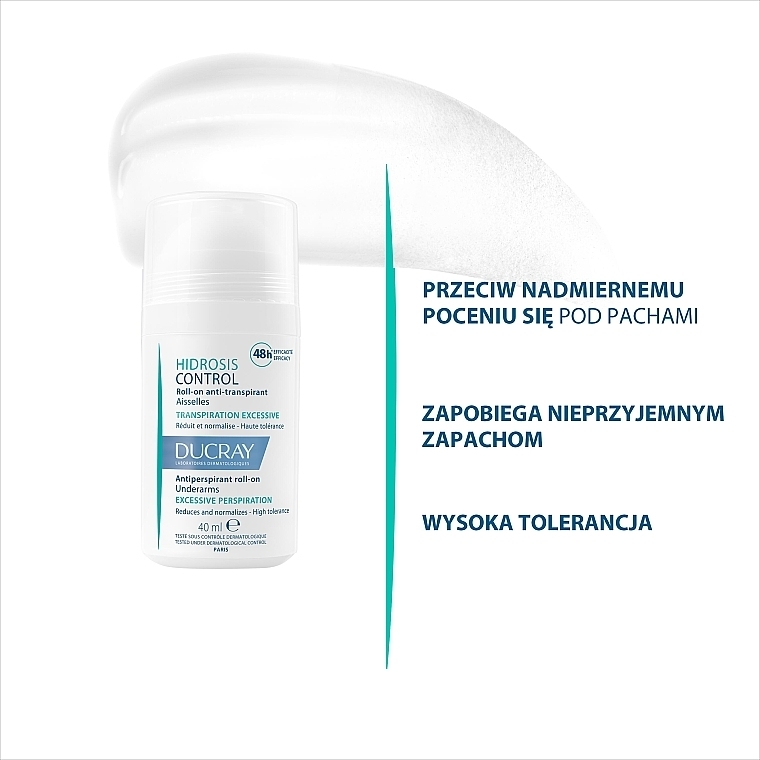 Antyperspirant w kulce do skóry pod pachami nadmierna potliwość - Ducray Hidrosis Control Roll-On Anti-Transpirant — Zdjęcie N3