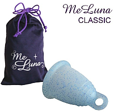 Kubeczek menstruacyjny, rozmiar S, brokatowy niebieski - MeLuna Classic Menstrual Cup  — Zdjęcie N1
