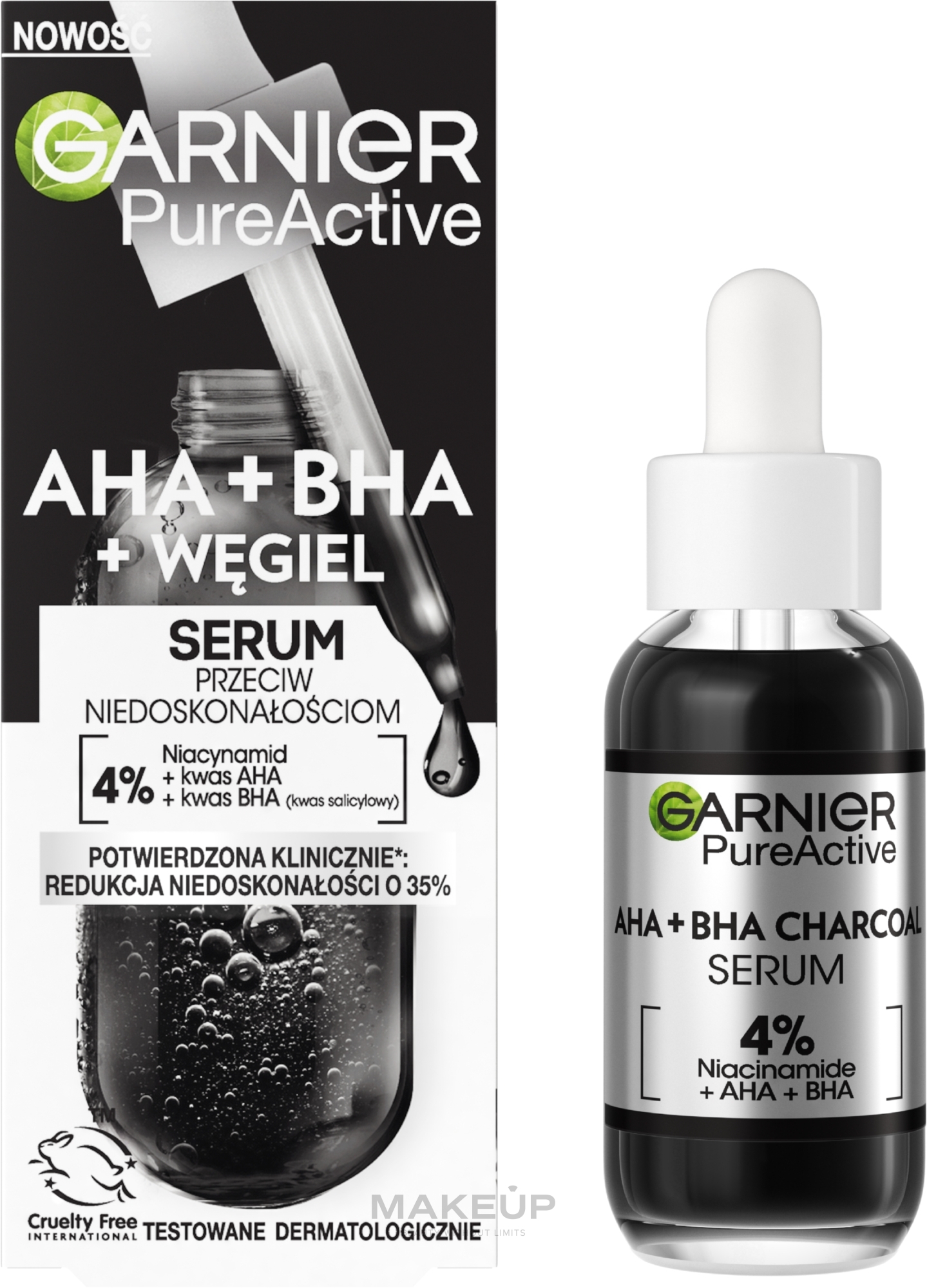 Serum przeciw niedoskonałości skóry z niacynamidem 4%+AHA+ BHA - Garnier Pure Active — Zdjęcie 30 ml