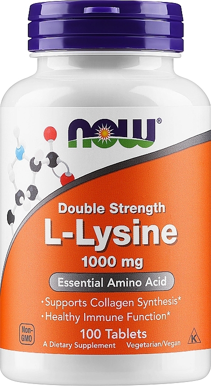 L-lizyna w tabletkach 1000 mg - Now Foods L-Lysine Tablets — Zdjęcie N1