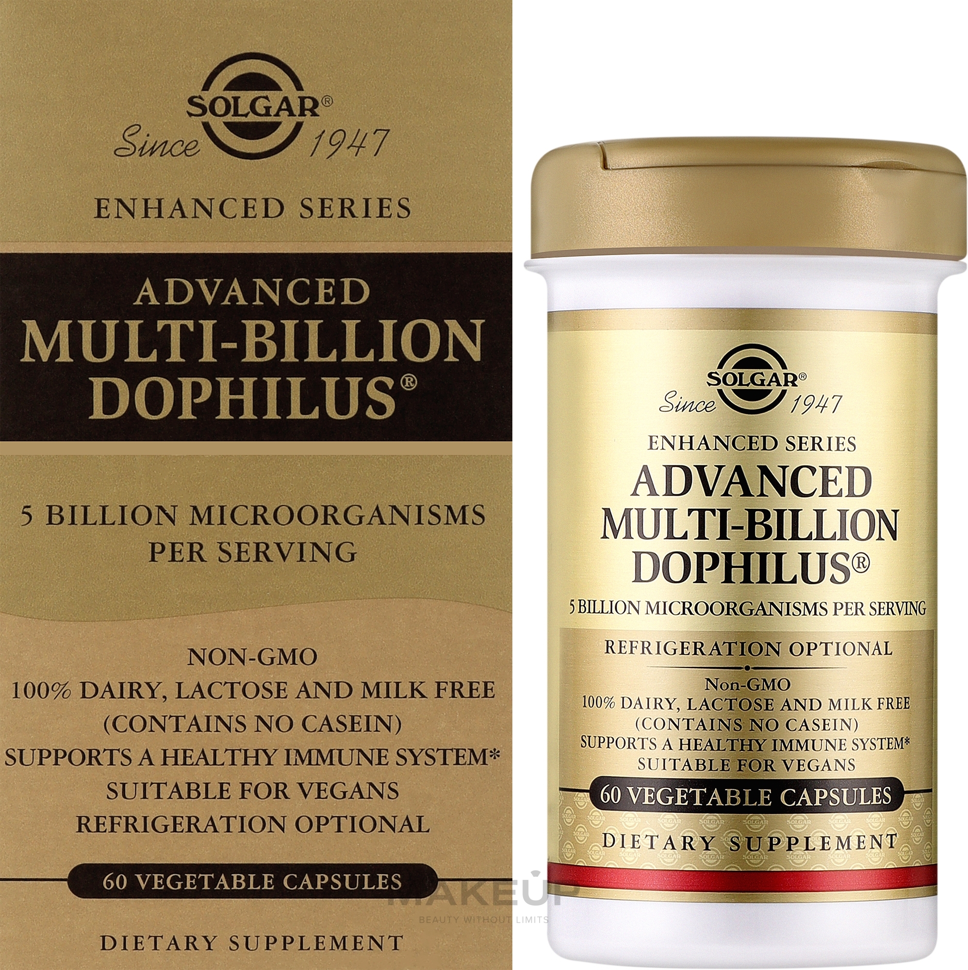 Suplement diety wspomagający jelitową florę bakteryjną - Solgar Advanced Multi-Billion Dophilus Food Supplement — Zdjęcie 60 szt.