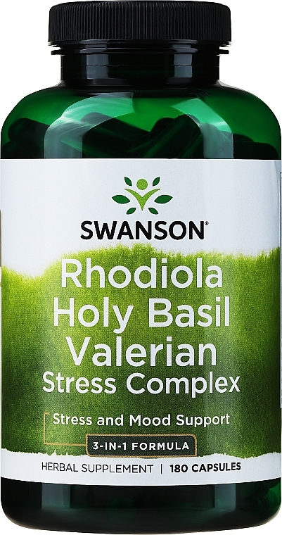 Suplement diety Rhodiola, waleriana i bazylia - Swanson Full Spectrum Stress Complex — Zdjęcie N1