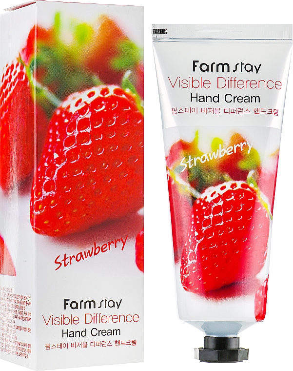 Krem do rąk z ekstraktem z truskawki - FarmStay Visible Difference Hand Cream Strawberry — Zdjęcie N2