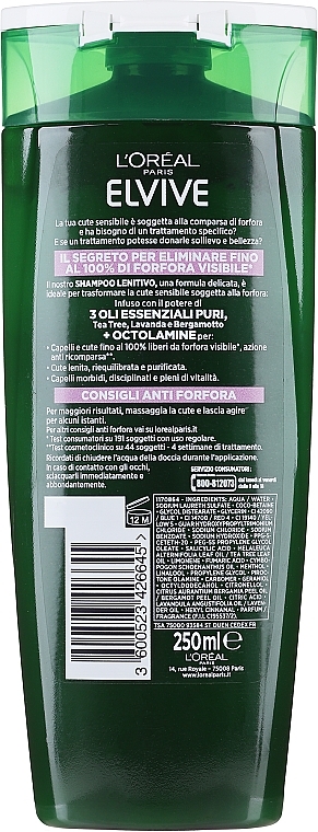 Kojący szampon przeciwłupieżowy - L'Oreal Paris Elvive Phytoclear Antiforfora Shampoo  — Zdjęcie N2