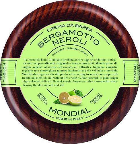 Krem do golenia Bergamotto Neroli - Mondial Shaving Cream Wooden Bowl  — Zdjęcie N1