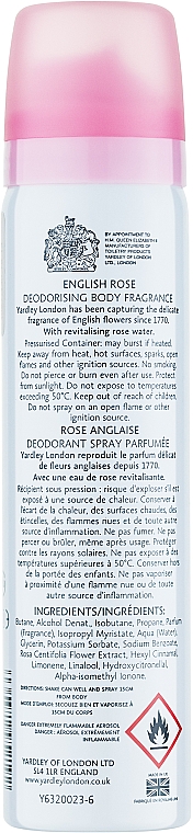 Perfumowany spray do ciała - Yardley English Rose Refreshing Body Spray — фото N4