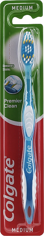 Szczoteczka do zębów Premier, średniej twardości №2, biało-niebieska - Colgate Premier Medium Toothbrush — Zdjęcie N1