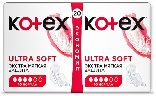 Podpaski higieniczne ultra, 20 szt. - Kotex Ultra Dry&Soft Normal Duo — Zdjęcie N3