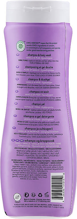 Hipoalergiczny żel 2 w 1 do włosów i ciała z wanilią i gruszką - Attitude 2-in-1 Shampoo and Body Wash Vanilla & Pear — Zdjęcie N2