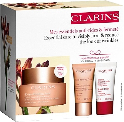 Zestaw - Clarins Firming & Anti-Wrinkle Essentials Set (d/cr/50ml + n/cr/15ml + b/balm/15ml) — Zdjęcie N2