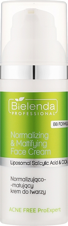 Normalizująco-matujący krem do twarzy - Bielenda Professional Acne Free Pro Expert Normalizing And Mattifying Face Cream  — Zdjęcie N1