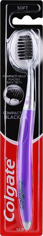Szczoteczka do zębów, miękka, fioletowo-szara - Colgate Compact Black — Zdjęcie N1
